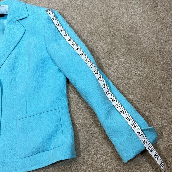 Tesori NWT Nordstrom Three Button Turquoise Blue Jewel Blazer Women Size Medium - Picture 6 of 9